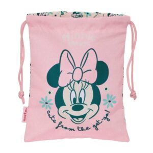 safta minnie mouse minty minisaco con cordon de 1l 200x250mm color rosa pastel