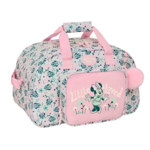 safta minnie mouse minty bolsa de deporte bolsillo frontal bandolera ajustable asa forrada doble cremallera base con tacos fondo extraible 22l 400x230x240mm color rosa pastel