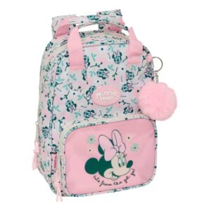 safta minnie mouse minty mochila infantil bolsillo frontal tarjeta id hombreras acolchadas asa forrada 4.5l 200x80x280mm color rosa pastel