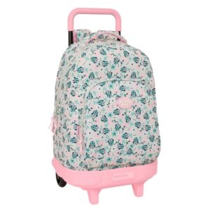 safta minnie mouse minty mochila con carro 2 compartimentos bolsillo frontal portabotellas acolchado cubre ruedas 44l asa de mano 320x210x450mm color rosa pastel