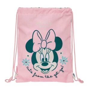 safta minnie mouse minty saco plano bolsillo con cremallera cierre con cordones cierre de seguridad 3l 260x10x340mm color rosa pastel