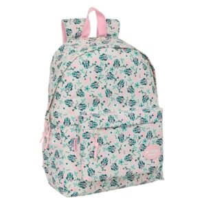 safta minnie mouse minty mochila para portatil hasta 14.1" bolsillo frontal portabotellas tirador doble hombreras ergonomicas asa superior 310x130x430mm color rosa pastel