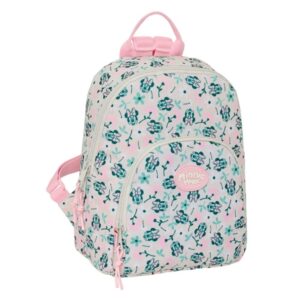 safta minnie mouse minty mini mochila bolsillo frontal cremallera doble bolsillo trasero con cierre hombreras ajustables asa superior 250x130x300mm color rosa pastel