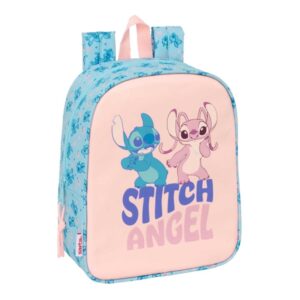 safta stitch ohana mochila guarderia adaptable a carro cremallera tarjeta de identificacion asa de mano 6l 220x100x270mm color azul claro