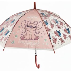 safta stitch ohana paraguas automatico de 76cm 8 paneles asa y punta de pvc poe nervios de acero de 8mm color rosa pastel