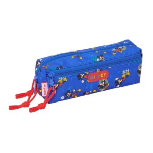 safta mickey mouse today portatodo 3 compartimentos con cremalleras goma elastica 0.98l 220x60x85mm color azul