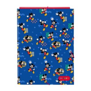 safta mickey mouse today carpeta con 3 solapas tapas duras forradas cierre con gomas 260x25x335mm color azul