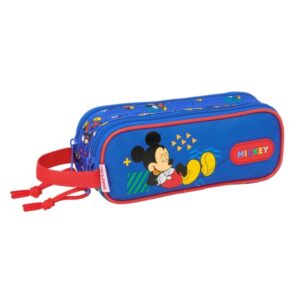 safta mickey mouse today portatodo 2 compartimentos con cremalleras asa lateral 1l 210x60x80mm color azul