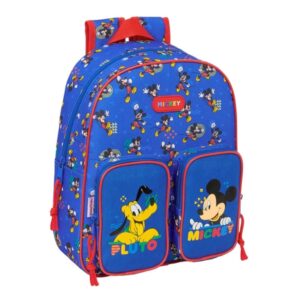 safta mickey mouse today mochila infantil adaptable a carro portabotellas hombreras acolchadas bolsillo frontal asa superior 9.5l 280x100x340mm color azul