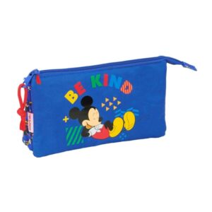 safta mickey mouse today portatodo 3 compartimentos con cremalleras bolsillo interior 0.6l 220x30x120mm color azul