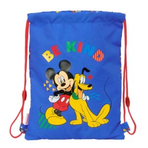 safta mickey mouse today saco plano bolsillo con cremallera cierre con cordones 3l materiales duraderos 260x10x340mm color azul
