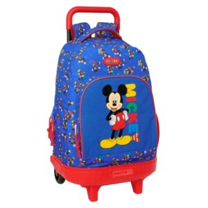 safta mickey mouse today mochila con carro 33l bolsillo frontal portabotellas doble cremallera hombreras acolchadas asa acolchada tarjeta id base reforzada 330x220x450mm color azul