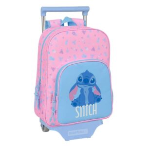 safta stitch bright mochila con carro portabotellas hombreras acolchadas mochila extraible material resistente 10l 26x11x67cm color rosa