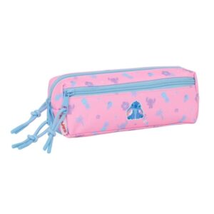 safta stitch bright portatodo 3 compartimentos con cremalleras goma elastica 0.98l 220x60x85mm color rosa