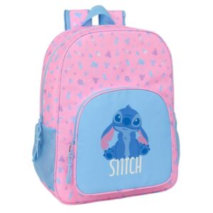 safta stitch bright mochila adaptable a carro portabotellas doble tirador hombreras acolchadas bolsillo frontal asa superior 19l 330x140x420mm color rosa