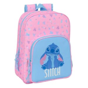 safta stitch bright mochila infantil adaptable a carro portabotellas hombreras ergonomicas bolsillo frontal 10l 260x110x340mm color rosa