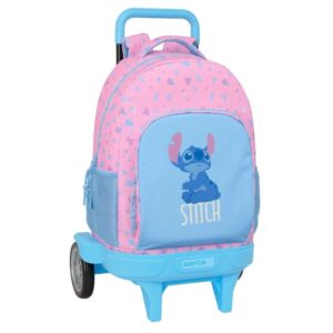 safta stitch bright mochila con carro 33l ruedas antivibracion asa acolchada extraible bolsillo frontal portabotellas 330x220x450mm color rosa