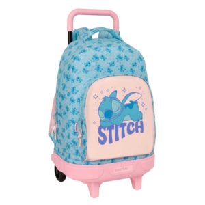 safta stitch ohana mochila con carro extraible bolsillo frontal portabotellas tirador doble hombreras acolchadas asa acolchada tarjeta id 33l 330x220x450mm color azul claro