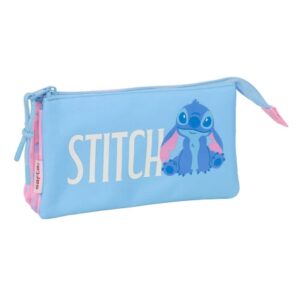 safta stitch bright portatodo 3 compartimentos con cremalleras bolsillo interior 0.6l 220x30x120mm color azul