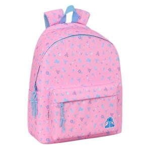 safta stitch bright mochila bolsillo frontal hombreras acolchadas doble tirador en cremallera asa superior 20.80l 330x150x420mm color rosa