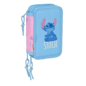 safta stitch bright plumier de 3 pisos 37 piezas 1.3l goma lapiz boligrafos sacapuntas reglas 16 colores 14 rotuladores 125x55x195mm color azul