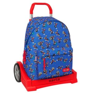 safta mickey mouse today mochila para portatil hasta 14.1" portabotellas tirador doble espalda acolchada asa superior mochila extraible 310x130x430mm color azul