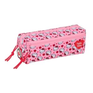 safta hello kitty portatodo 3 compartimentos con cremalleras goma elastica 0.98l 220x60x85mm color rosa