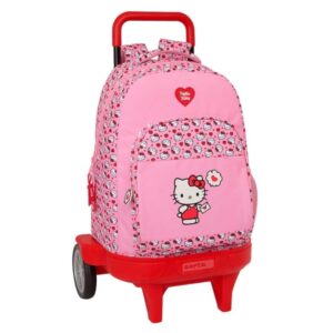 safta hello kitty mochila con carro ruedas antivibracion bolsillo frontal hombreras acolchadas portabotellas bandeja pvc protectora alto abierto 93cm 33l color rosa
