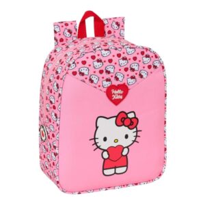 safta hello kitty mochila guarderia adaptable a carro cremallera tarjeta de identificacion asa superior 6l 220x100x270mm color rosa