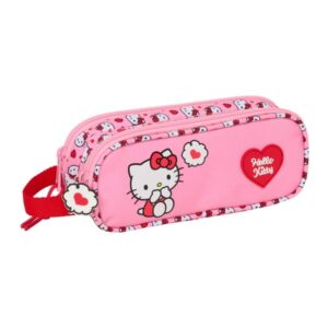 safta hello kitty portatodo 2 compartimentos con cremalleras asa lateral 1l 210x60x80mm color rosa