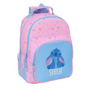 safta stitch bright mochila con 2 compartimentos antirozaduras adaptable a carro bolsillo frontal portabotellas tirador doble hombreras ergonomicas 20l 320x150x420mm color rosa