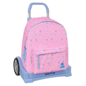 safta stitch bright mochila con carro cremallera tirador doble ruedas antivibracion mochila extraible sistema de bloqueo 330x150x420mm color rosa