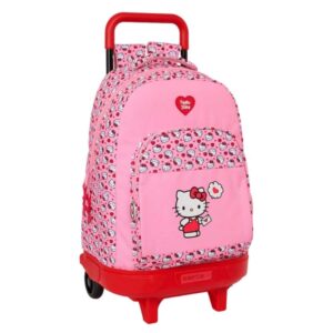 safta hello kitty mochila con carro extraible bolsillo frontal portabotellas doble cremallera hombreras acolchadas asa acolchada tarjeta id base reforzada 330x220x450mm color rosa