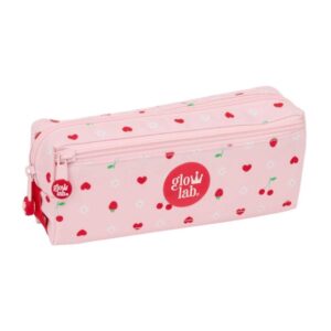 safta glowlab frutitas portatodo 3 compartimentos con cremalleras goma elastica 0.98l 220x60x85mm color rosa