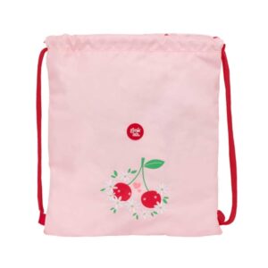 safta glowlab frutitas saco plano bolsillo interior con cremallera cierre con cordones 5l 350x10x400mm color rosa