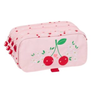 safta glowlab frutitas portatodo 3 compartimentos con cremalleras bolsillo frontal cinta adaptable 1.72l 215x80x100mm color rosa