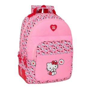 safta hello kitty mochila con 2 compartimentos antirozaduras adaptable a carro bolsillo frontal portabotellas tirador doble hombreras ergonomicas 20l 320x150x420mm color rosa