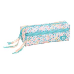 safta moos fiori portatodo 3 compartimentos con cremalleras goma elastica material reciclado 0.98l 220x60x85mm color azul claro