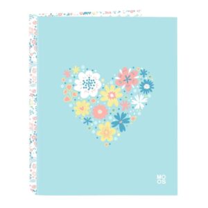 safta moos fiori carpeta con 4 anillas 25mm tapas duras forradas formato folio 265x40x330mm color azul claro