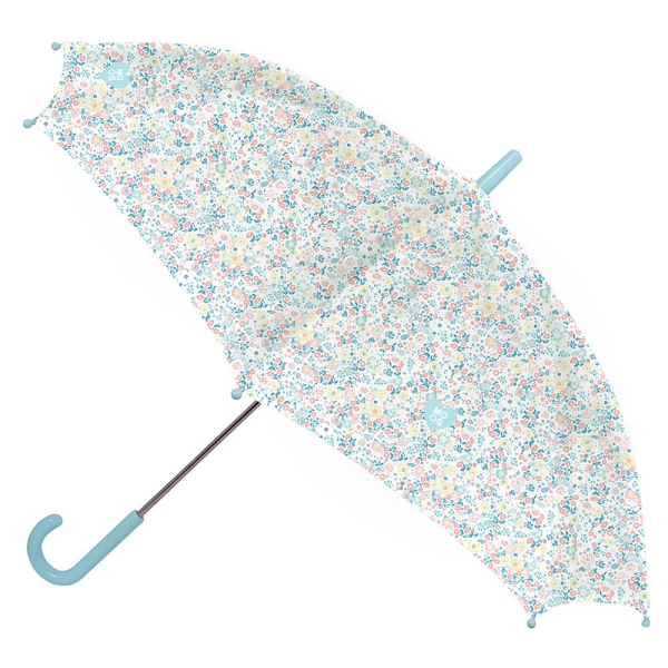 safta moos fiori paraguas manual de 86cm 8 paneles asa y punta de pvc poliester nervios de acero de 8mm color blanco