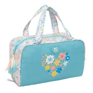 safta moos fiori neceser de 8l cremallera asas de mano superiores interior forrado bolsillo interior tirador doble 310x140x190mm color azul claro