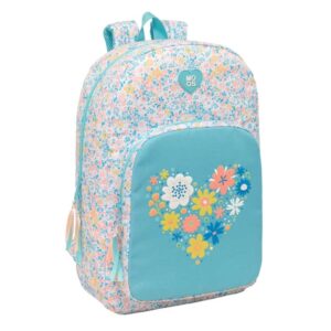 safta moos fiori mochila adaptable a carro tirador doble bolsillo frontal hombreras ergonomicas material reciclado 19.30l 300x140x460mm color azul claro