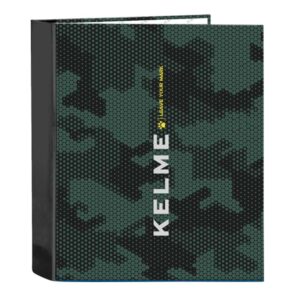 safta kelme camo carpeta con 4 anillas 40mm tapas duras forradas formato folio 270x60x330mm color verde camuflaje