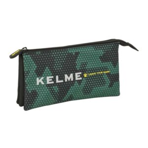 safta kelme camo portatodo 3 compartimentos con cremalleras bolsillo interior 0.6l 220x30x120mm color verde camuflaje