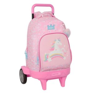 safta glowlab kids mochila con carro 33l ruedas antivibracion bolsillo frontal asa acolchada extraible portabotellas tirador doble base reforzada tarjeta id 330x220x450mm color rosa