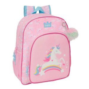 safta glowlab kids mochila adaptable a carro portabotellas tirador doble hombreras acolchadas ergonomicas bolsillo frontal asa de mano superior 15l 320x120x380mm color rosa