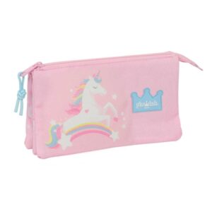 safta glowlab kids portatodo 3 compartimentos con cremalleras bolsillo interior 0.6l 220x30x120mm color rosa