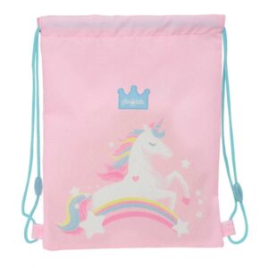 safta glowlab kids saco plano bolsillo interior con cremallera cierre con cordones 3l uso diario y escolar 260x10x340mm color rosa