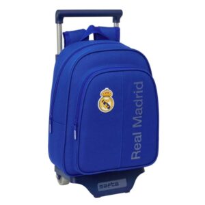 safta real madrid mochila con carro portabotellas hombreras acolchadas mochila extraible carro resistente 10l 27x10x67cm color azul