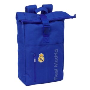 safta real madrid mochila para portatil hasta 15.6" cremallera interior acolchado bolsillo frontal hombreras acolchadas asa superior 15.3l 280x130x420mm color azul